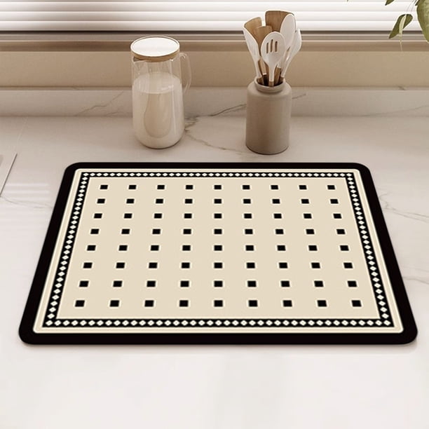 Tapete absorbente para fregadero de cocina, antideslizante, de goma, amarillo, 60 x 50 cm | Rápida absorción de agua | Base texturizada para mayor estabilidad | Protector de encimera de baño