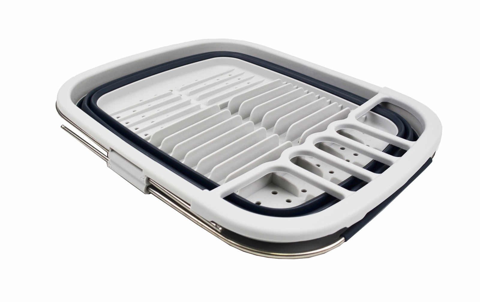 SAMMART 8L (2.11Gallons) Expandable Collapsible Dish Drainer - Foldable Drying Rack - Portable Dinnerware Organizer - Space Saving Kitchen Storage Tray