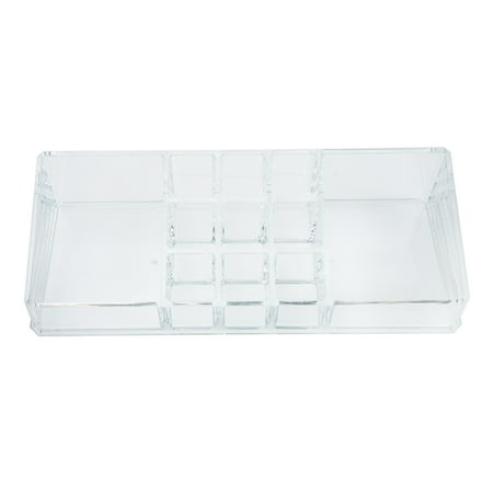 WRITWAA Desktop Acrylic Organizer Clear Multi Compartment Storage for Home Use