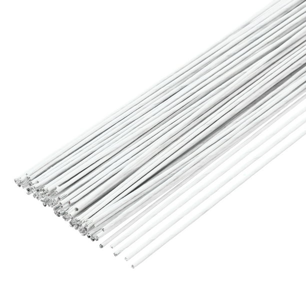 100 piezas de tallos de alambre floral blanco doblables de 0.9mm 20 Gauge para flores artificiales