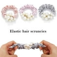 thumbnail image 3 of 3PCS Pearl Hair Ties Elastic Ponytail Holder Satin Hair Scrunchies Beaded Set Hairbands Simple Hair Accessories for Women, 3 of 6