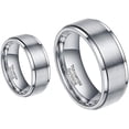 thumbnail image 1 of Ring for Men and Ring for Women His & Her's 8mm/6mm Brushed Center Step Edge Tungsten Carbide Wedding Band Ring Set, 1 of 5