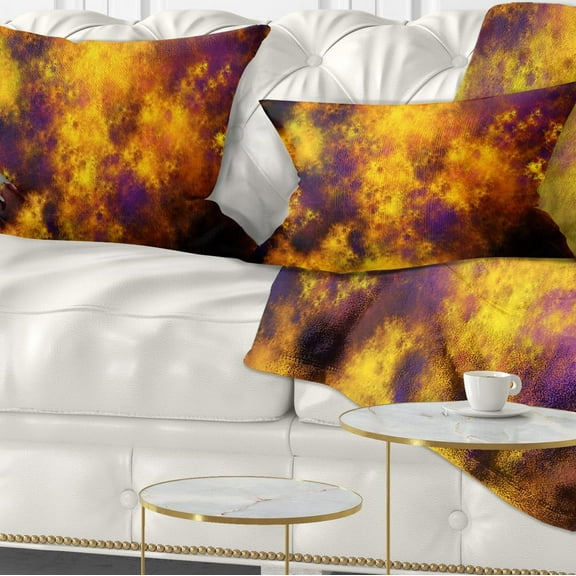 Designart Cloudy Orange Starry Fractal Sky - Abstract Throw Pillow - 12x20