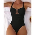 thumbnail image 7 of QURATI Swimwear Women'S V Neck Swimsuit Adjustable Spaghetti Straps Bathing Suit Swimwear Black L, 7 of 7