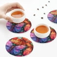 thumbnail image 3 of KLL Drink Coasters Set Round Shape of 4,PU Leather Absorbent Coasters Set Decorative Coffee Cup Coasters Housewarming Gift for Home Decor-Colorful Butterfly Cluster, 3 of 5