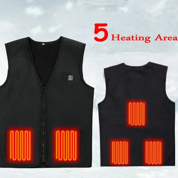 Chaleco negro con calefacción para hombre y mujer, chaqueta con calefacción por Usb, ropa térmica, chaleco de pesca, calentador corporal eléctrico de invierno, novedad de 2022