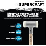 Halder Supercraft HI-VIZ Dead Blow, Non-Rebounding Hammer with Nylon Face Inserts and Steel Housing, 1.18 / 20.64 oz.