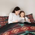 thumbnail image 4 of Erosebridal Red Teal Brown Queen Comforter Set, Bohemian Aztec Bedding Comforter Set, Black Reversible 3 Pieces, 1 Comforter and 2 Pillowcases, 4 of 6