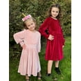thumbnail image 7 of Oudiya Girls Velvet Long Sleeve Dress Crew Neck Winter Fall Vintage Party Dress for Kids 4-13Y, 7 of 7