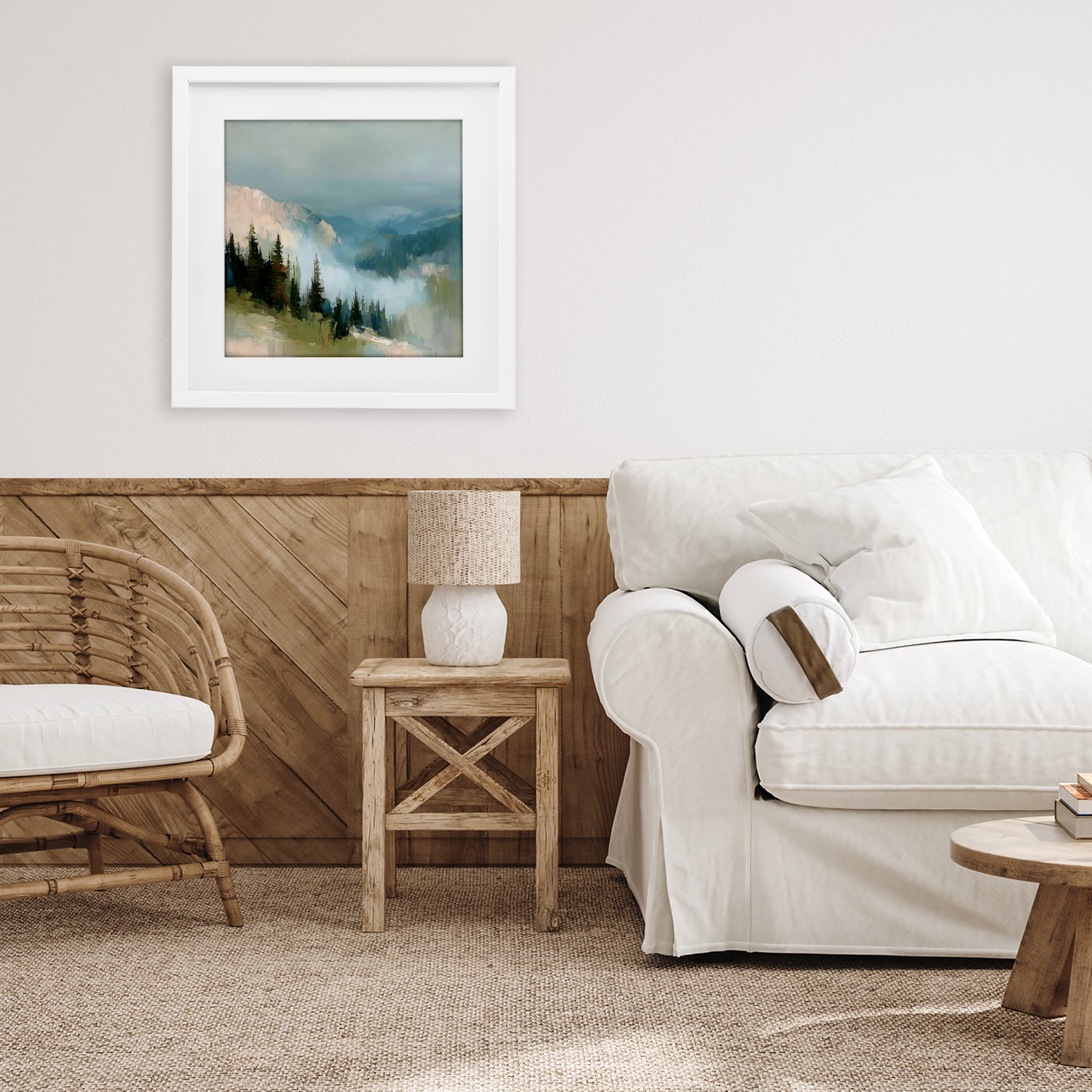 Stupell Industries Mountain Forest Impression White Framed Print Under Glass, design by Kim Curinga