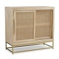 thumbnail image 5 of Blair Rattan Sliding Doors Cabinet with Shelves, Natural and Gold, 5 of 14