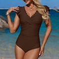 thumbnail image 5 of Awdenio Womens Swimsuits Ruffle Sleeve V Neck Bathing Suit Tummy Control Cutout Monokini Slimming Swimwear, 5 of 9