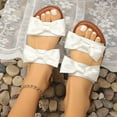 thumbnail image 6 of LOVZFMLL Flat Sandals for Women Summer Casual Bow Knot Beach Slippers Comfort Walking Soft Slides Outdoor Open Toe Slip On White 7.5, 6 of 9