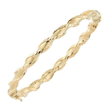 10k Yellow Gold Twisted Women's Bangle Bracelet, 7.75"