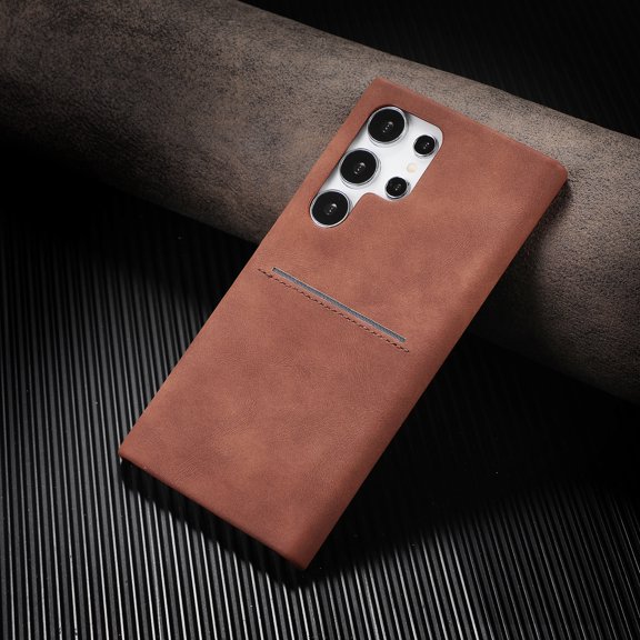 Compatible with Samsung Galaxy S25 Ultra Wallet Case with Card Holder, Matte Premium PU Leather Hidden Card Slot Case for Women Men, Soft TPU Shockproof Wireless Charging Cover,Brown