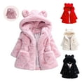 thumbnail image 3 of URMAGIC 1-8 Years Girl Fall And Winter Coat Toddler Kids Hooded Thicken Fleece Warm Jacket Coat Bear Medium Length Outwear Overcoat, 3 of 3
