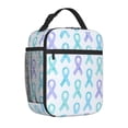 thumbnail image 2 of Portable Handheld Insulated Lunch Bag 10×8×4in Men And Women Universal Reuse Function Fully Used For Work Office Travel Cancer Awareness Ribbon Pattern - Watercolor Pastels, 2 of 9
