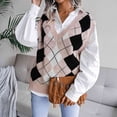 thumbnail image 2 of Chaleco de punto a cuadros para mujer, chaleco sin mangas para mujer, chaleco tipo pulóver, chaleco tipo suéter con cuello en V para mujer, eficiencia óptima, 2 of 7