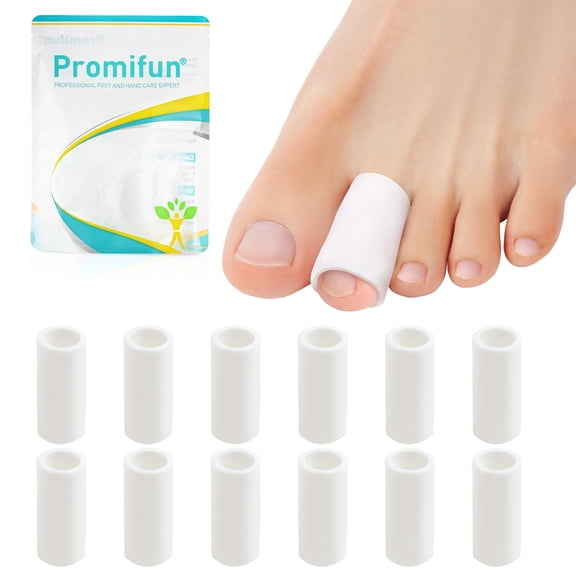 Promifun 12 Pcs Silicone Toe Protectors Gel Toe Caps Blister Corn Pain Relief for Men Women Shoes