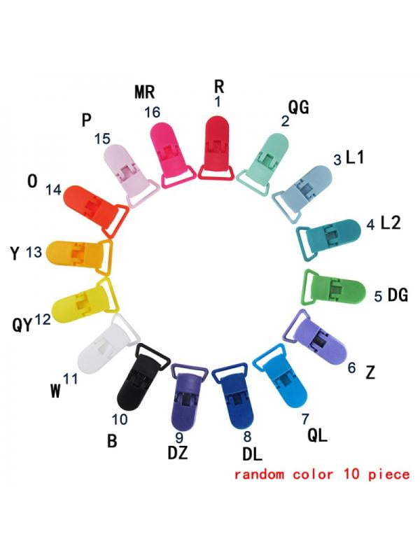 10X Colored Plastic Suspender Soother Pacifier Holder Dummy Clips For Baby SET 