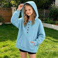 thumbnail image 4 of Luhomi Oversized Sweatshirt for Girls Button up Long Sleeve Pullover Hoodie Kids Fall Winter Fashion Clothes(Light Blue,9-10 Years), 4 of 7