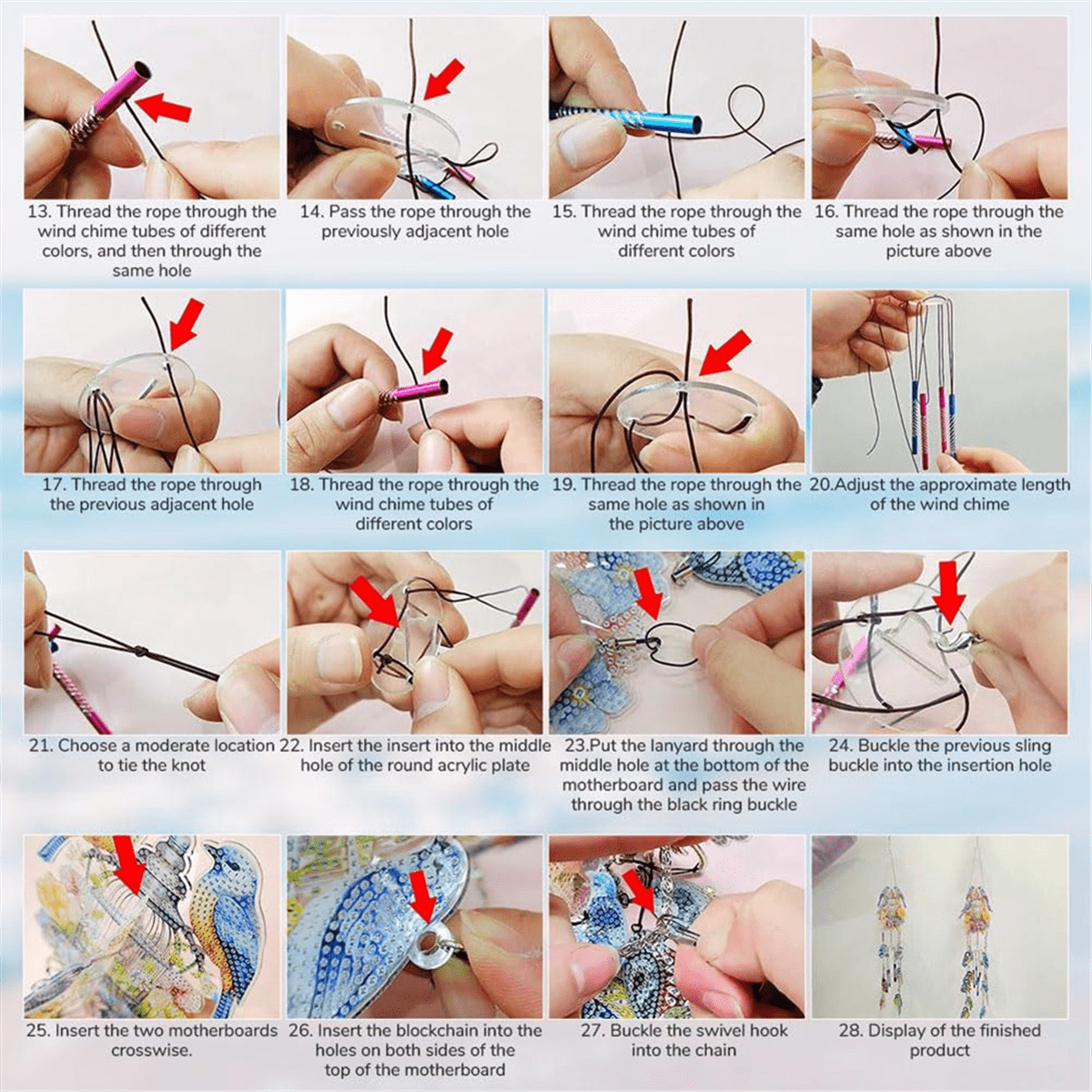 DIY Dotted Diamond Art Painting Wind Chime Kit Sun Catcher Hanging Ornaments Wind pvc00X3420