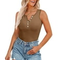 thumbnail image 2 of ZyeKqe Women's Ribbed Knit Tank Tops Sleeveless Summer Tops Button up V Neck Shirts Solid Color Basic Tees, 2 of 8
