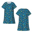 thumbnail image 5 of Salouo Transportations with Buildings Print Short Sleeve Sleepshirt for Womens Comfy Nightgown Scoopneck Cute Nightdress Ruffle -Small, 5 of 7