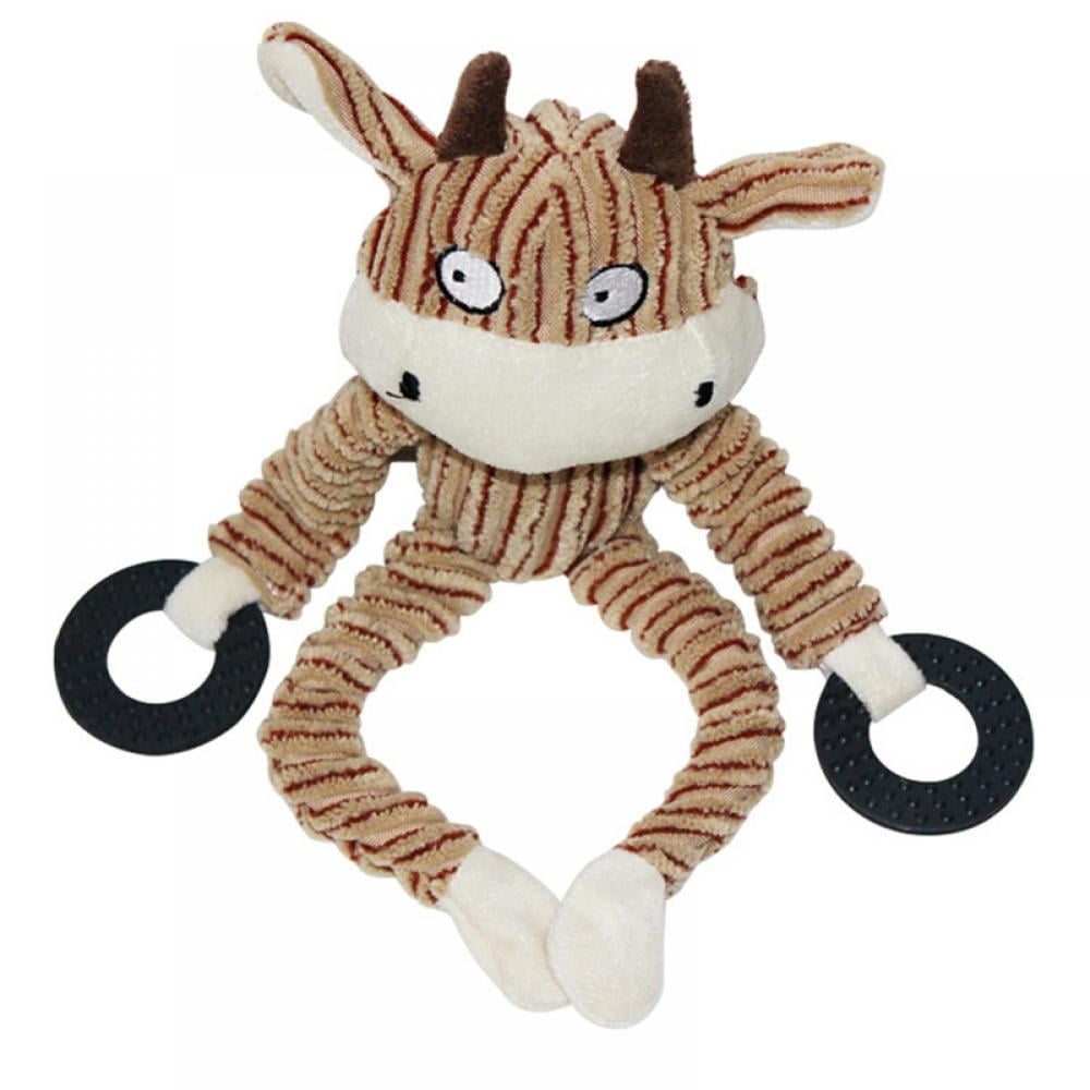 No Stuffing Squeaky Plush Dog Toy Monkey Cow Bear Large