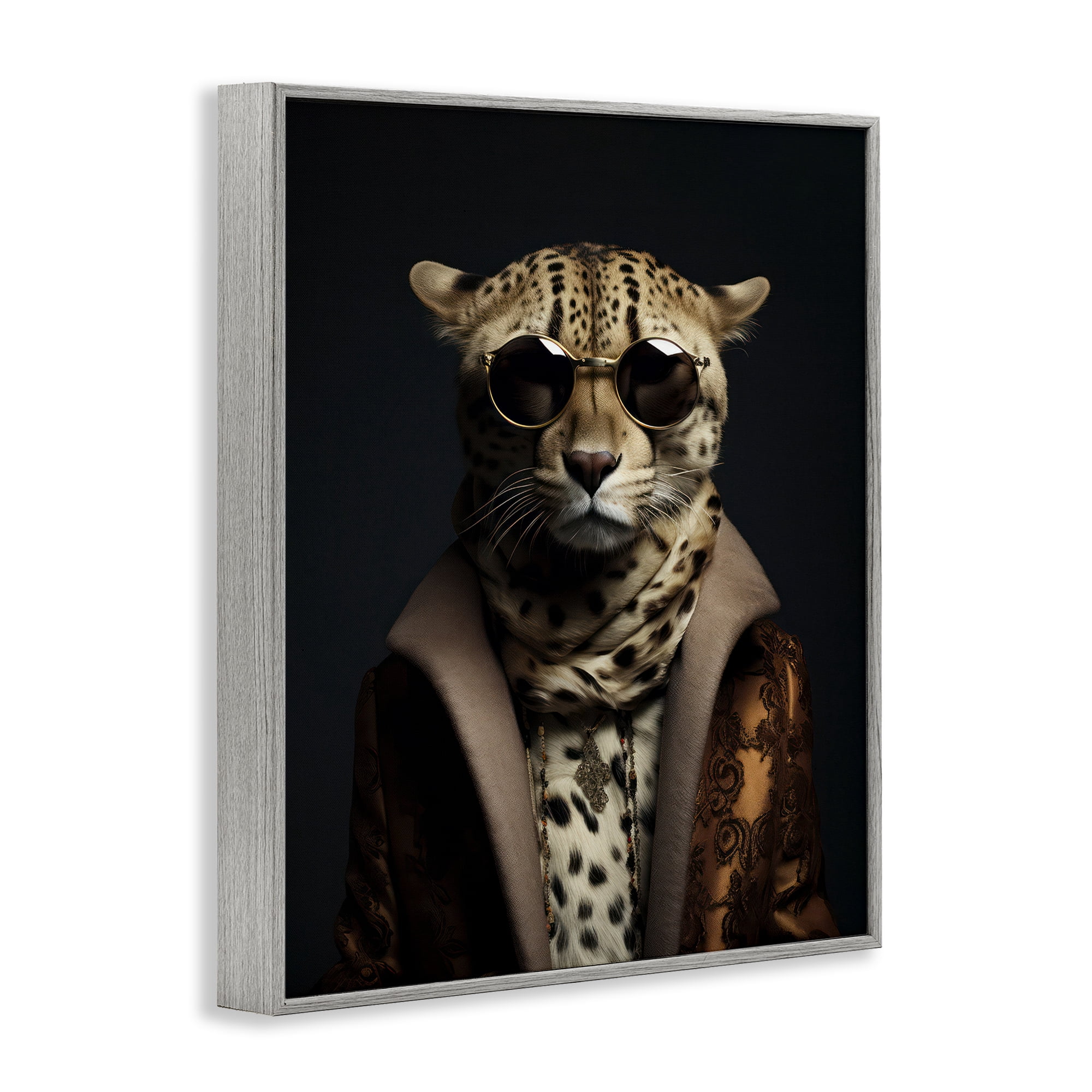 Stupell Industries Luxury Cat Couture Gray Framed Giclee Art, design by Andrea Haase