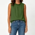 thumbnail image 6 of SSZMDLB Women Plus Size Sleeveless Ruffle Tank Tops Loose Round Neck Basic Tee Solid Boho Casual Summer Tops Vacation Holiday Outfits, Green M, 6 of 7