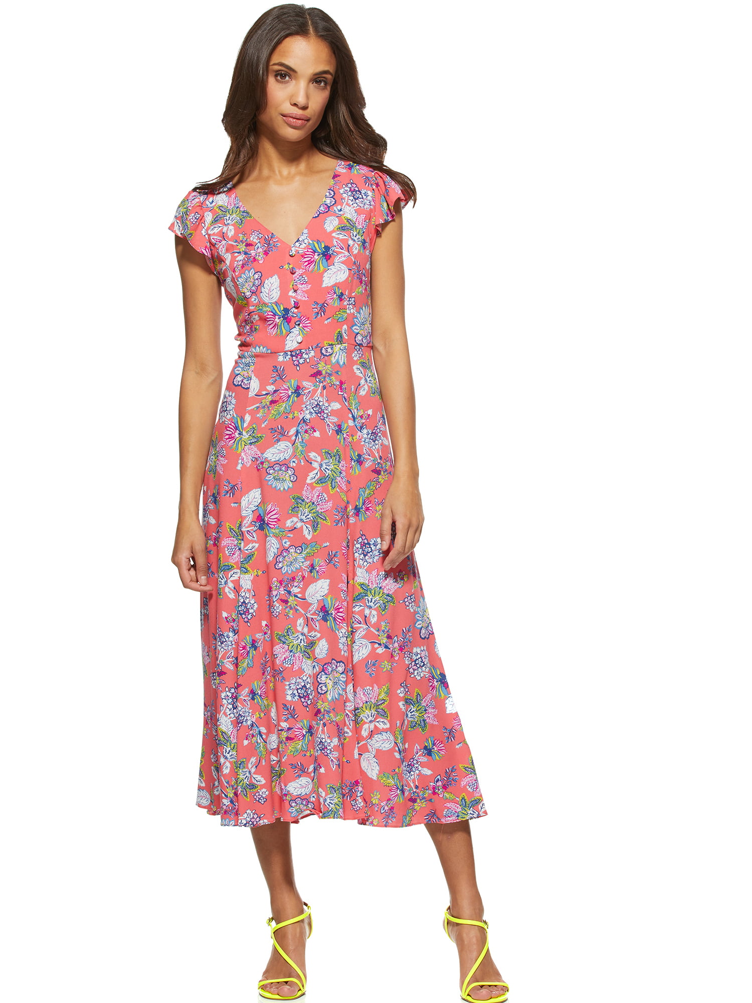 Scoop Women’s Midi Dress with Keyhole Back - Walmart.com
