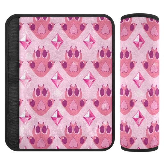 ALAZA Cute Cat Paw Pink Car Seat Belt Adjuster Neck Covers Shoulder Cushions Pads S