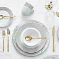 thumbnail image 4 of Safdie & Co. 16-Piece Round Rim Dinnerware Set, Taupe, Band, 4 of 4