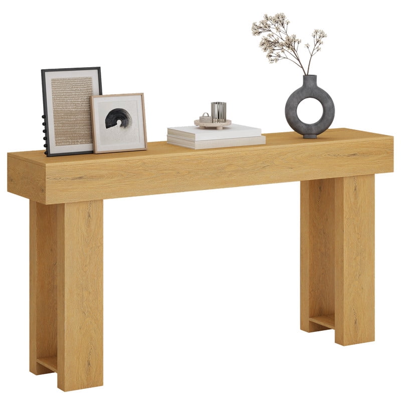 63” Farmhouse Console Table, Narrow Long Sofa Table for Behind Couch, Rustic Wood Entryway Table for Hallway, Living Room & Entrance, Natural