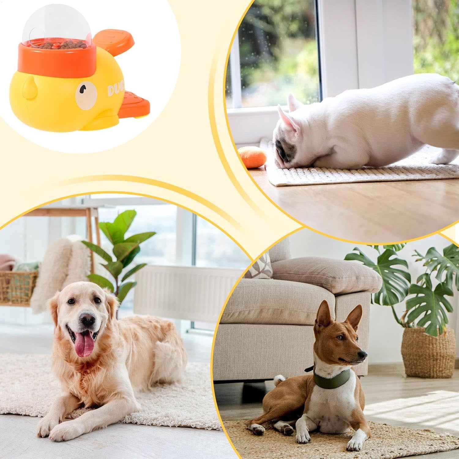 Dog Puzzle Feeder, Slow Feeding Bowl with Treat Dispenser for Pets