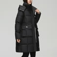 thumbnail image 4 of jtjvou Women Long Puffer Coat Winter Warm Hooded Jacket Long Full Length down Jacket with Pockets Black L, 4 of 7