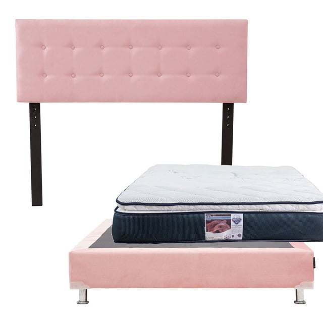 Colchón Matrimonial + Box Pink + Cabecera Bilbao Spring Air Dicasa Monaco
