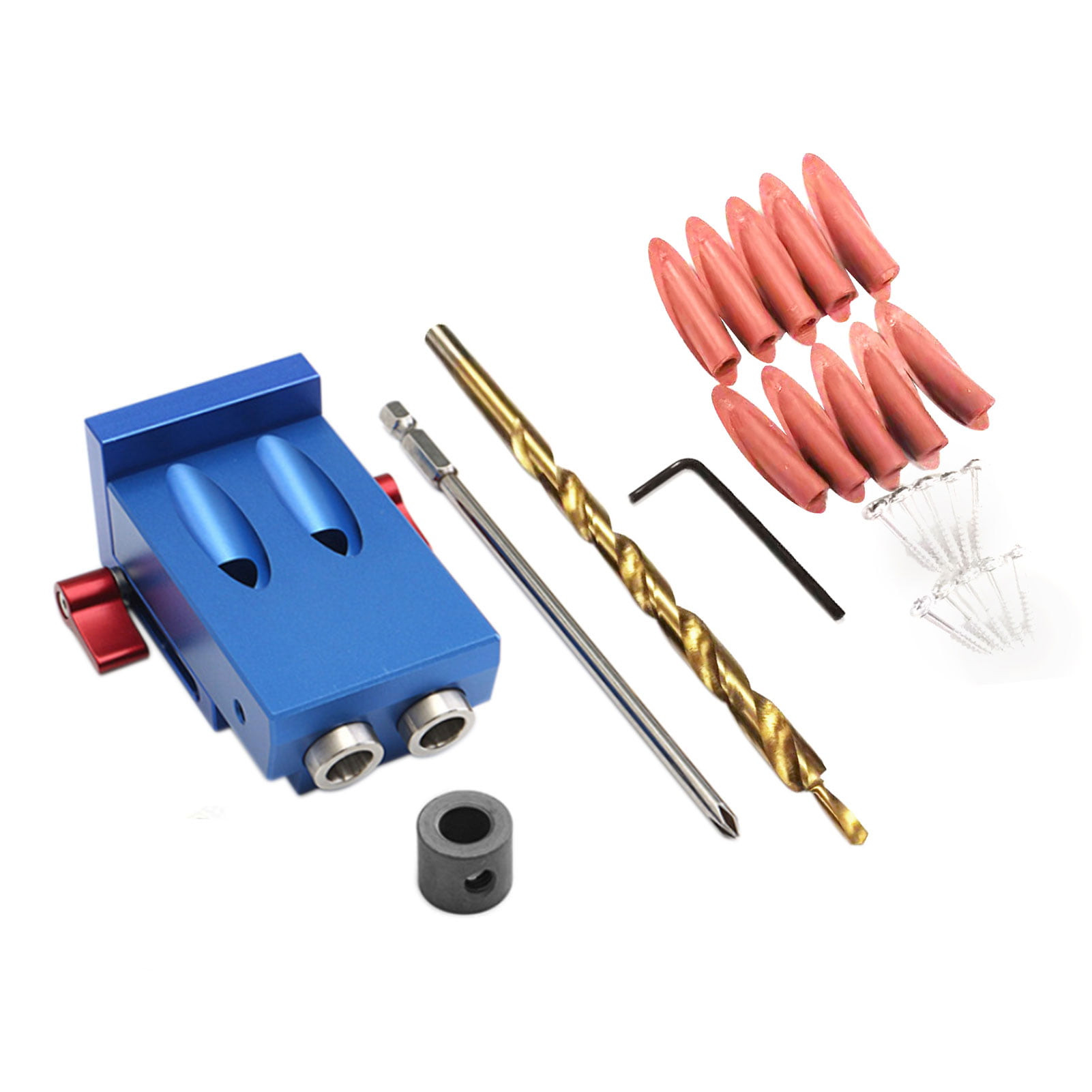 Color : E 7PCS FYYONG 14/15pcs/set Mini Pocket Hole Jig Kit System Joinery Step Drill Bit Accessories Wood Work Tool Set for Woodworking Dropshipping 