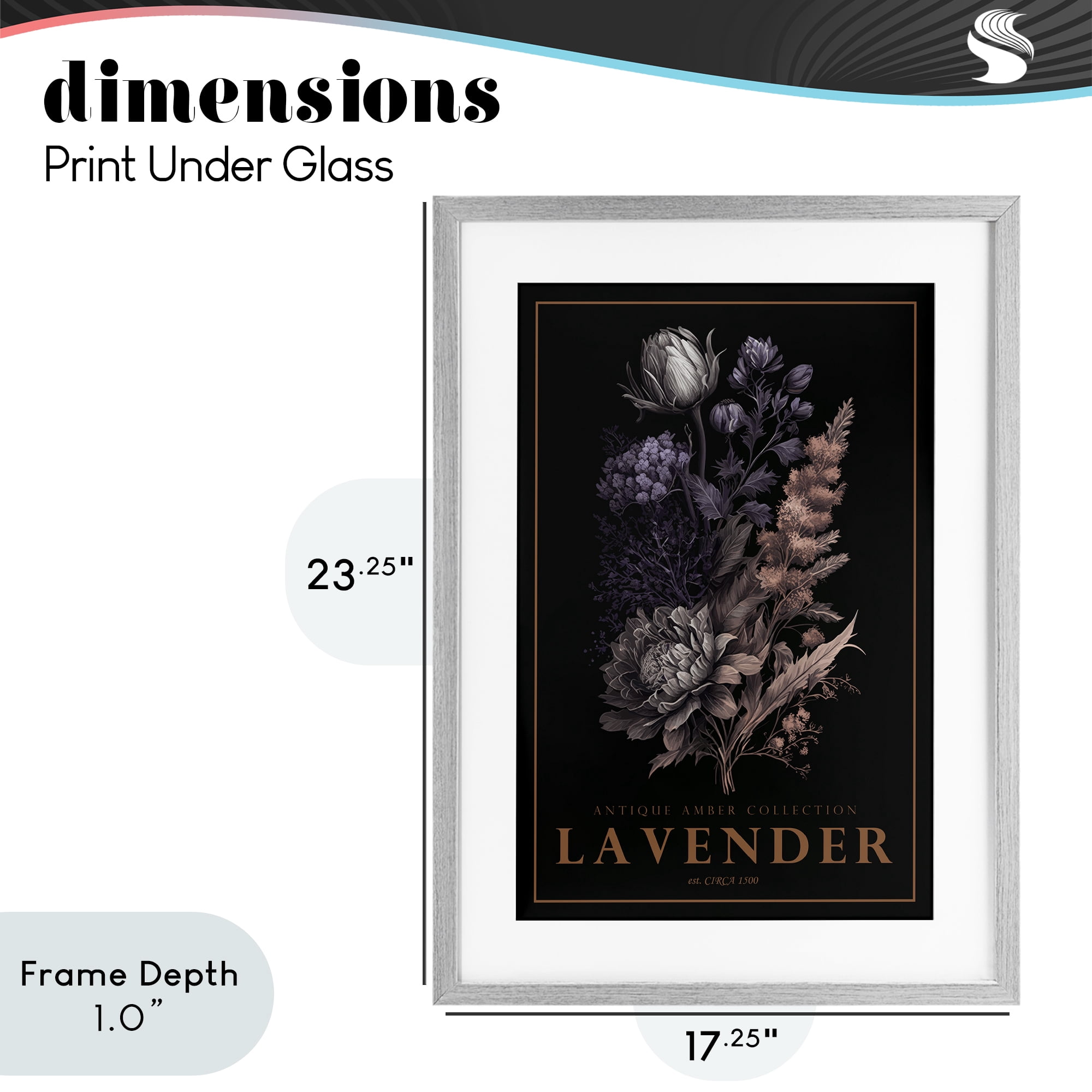 Stupell Industries Antique Lavender Light Gray Framed Print Under Glass, design by Chris Giampietro