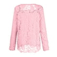 thumbnail image 4 of Women'S Tops, Solid Sheer Floral Lace Top Square Neck Long Sleeves Embroidered Retro Boho Tops Womens Swim Shirt Going Out For Women Sleeve Tops Casual Western Casual Tops (L, Pink) ZMTing, 4 of 5