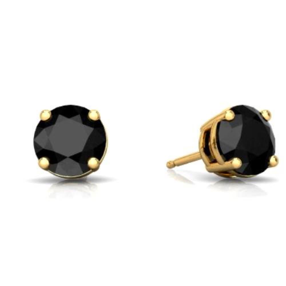 Elizabeth Jewelry 14Kt Yellow Gold Genuine Black Onyx Round Stud