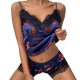 thumbnail image 2 of Summer Women Sexy Pajamas Set Satin Silk Deep V-Lace Cami Vest Home Clothes Tops And Shorts Sleepwear For Female Camisole Skirt, 2 of 4