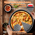 thumbnail image 5 of GPED 2-Pack Carbon Steel Pizza Pan Set with Non-Stick Coating & Silicone Handles, Includes Pizza Cutter Wheel & Oven Glove, Oven Safe Baking Trays, 5 of 7