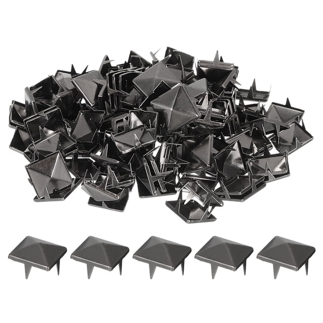 Unique Bargains 50 Ensembles Rivet de Pointe 12x7.5mm Pyramide Rivet Rapide Clous Piques Carrées, Pistolet-Noir