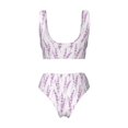 thumbnail image 2 of Honeii Lavender Flowers Print Women’s Bikini Set,Two Piece Swimsuit Bathing Suits,Stylish High Elasticity Swimwear for Beach and Pool, 2 of 7