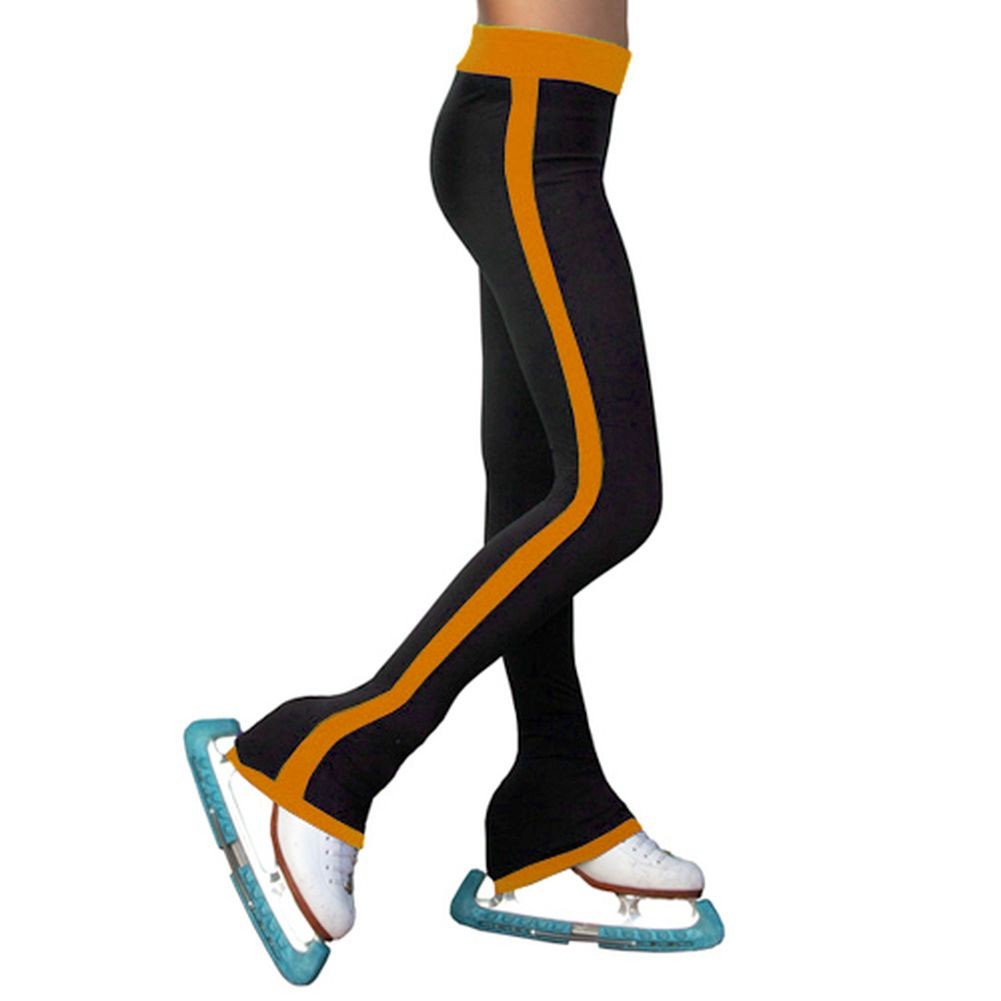 ChloeNoel ChloeNoel Girls Gold Side Striped Ice Skating Pants 612
