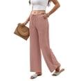 thumbnail image 5 of Nestiefly Women's Wide Leg Beach Pants Elastic Waist Lightweight Casual Flowy Palazzo Summer Lounge Trousers with Pockets Pink S, 5 of 9