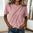 thumbnail image 4 of ByworldtasicNo Boundaries Women's Short Sleeve Tops Soft Comfortable Crewneck T-Shirts with Unique Diagonal Stitching Blouse, 4 of 6