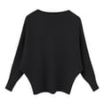 thumbnail image 4 of Yuanlong Womens Sweaters Loose Fit Batwing Sleeve Boat Neck Knit Sweater Fall Winter Steetwear Solid Color Pullover Tops, 4 of 4